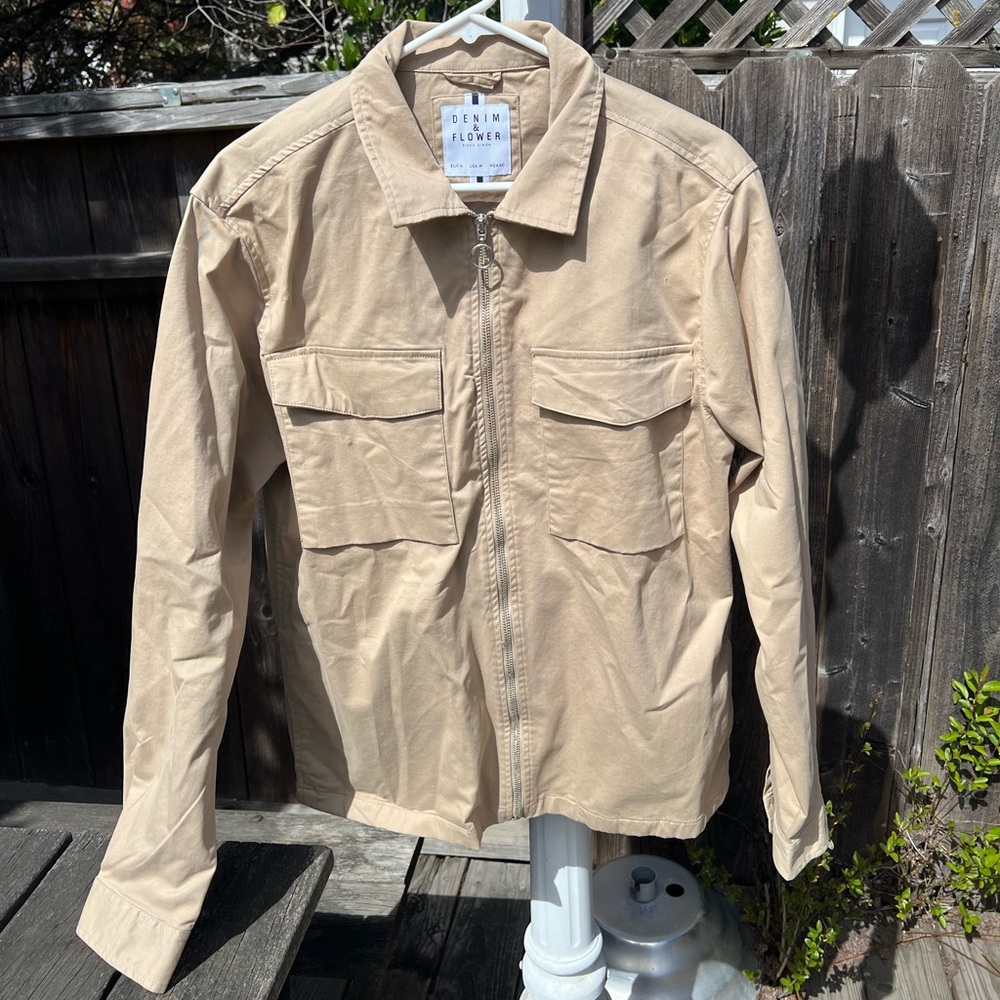 Brand New Beige Collared Jacket with Pockets